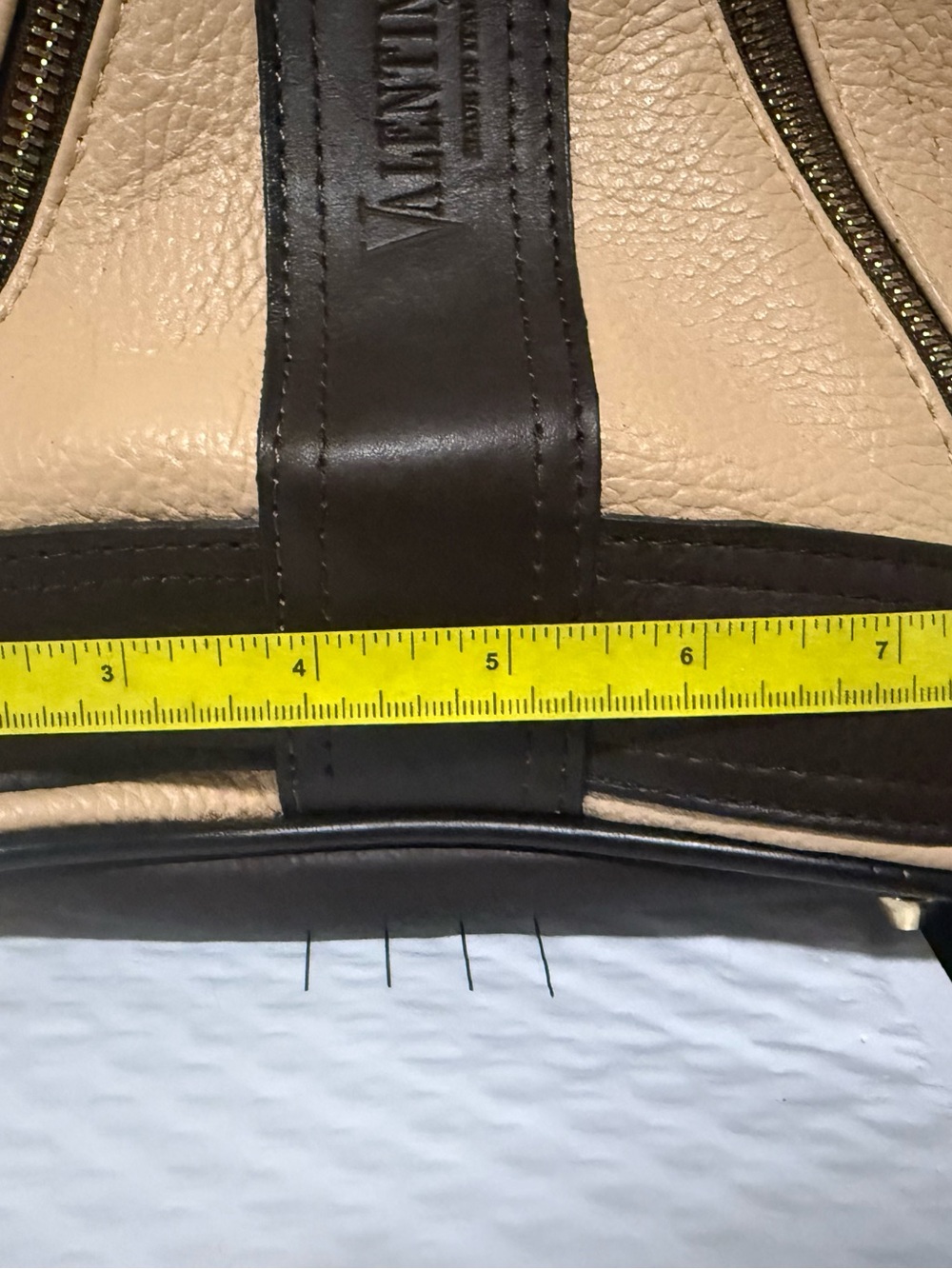 Valentina Beige and Dark Brown Leather Mini Backpack , made in Italy - Picture 9 of 9